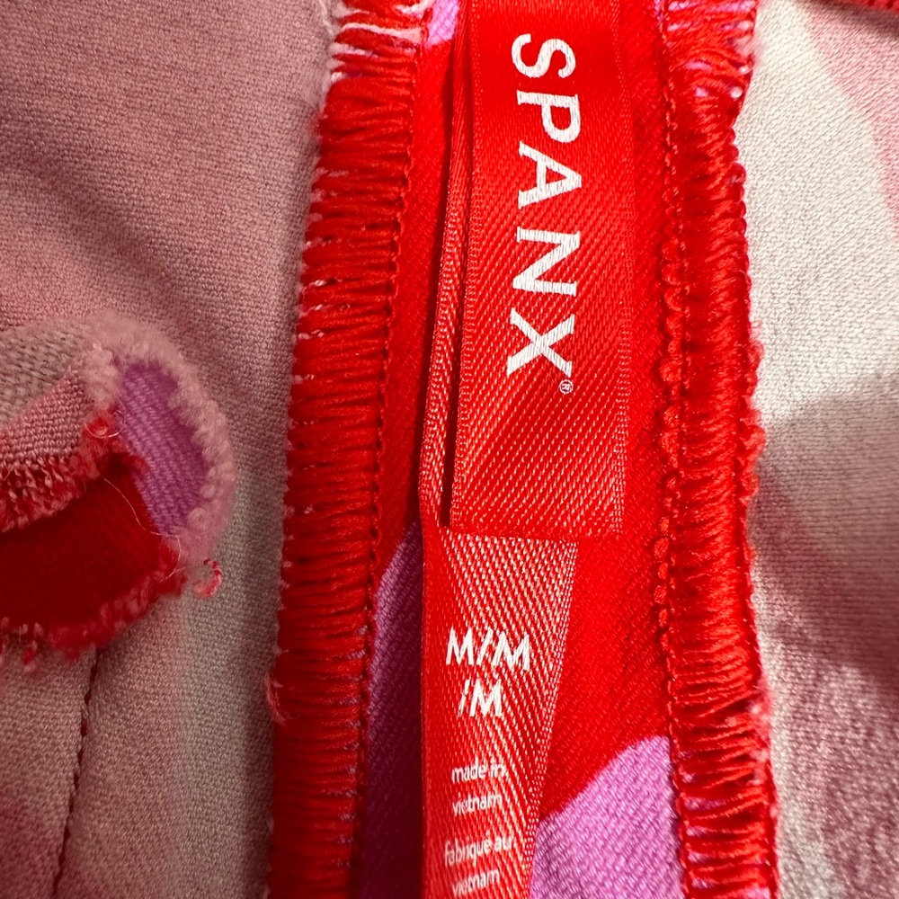 SPANX Pink and Red Patterned High-Waist Shorts - Picture 2 of 4
